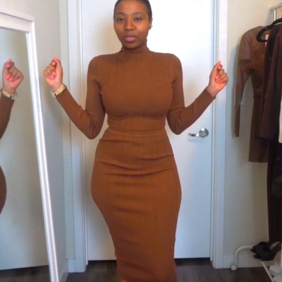 Zara Knit Ribbed Midi Bodycon Stretchy Skirt & Shirt (SET) - Picture 4 of 8